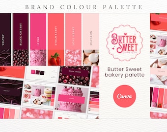 Premium Colour Palette | Colour Palette with CMYK, RGB & Hex Codes | Designer Branding for Small Businesses | Bright Pinks Cherry Palette