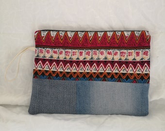 Pochette en coton et jean recyclés