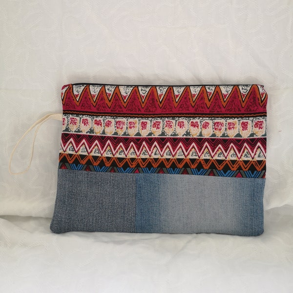 Pochette en coton et jean recyclés