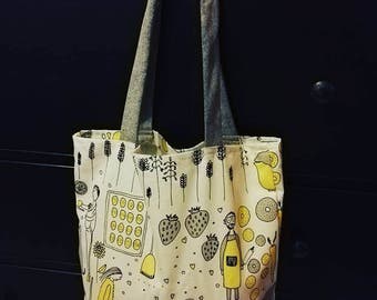 Tote bag coton blanc jaune