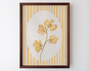 スイートピー - 植物水彩画アートプリント - Etsy 日本