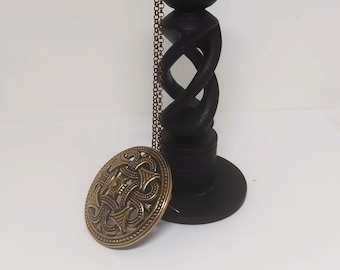 Collar colgante/broche de bronce antiguo de Sigmund Espeland, una fusión de inspiración nórdica de nudo celta y tradición vikinga, década de 1970, Noruega, noruego.