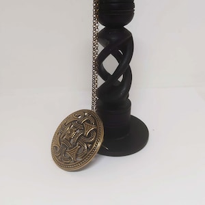 Sigmund Espeland vtg collana con ciondolo/spilla in bronzo, una fusione di ispirazione norrena tra nodo celtico e tradizione vichinga, anni &#39;70, Norvegia, norvegese,