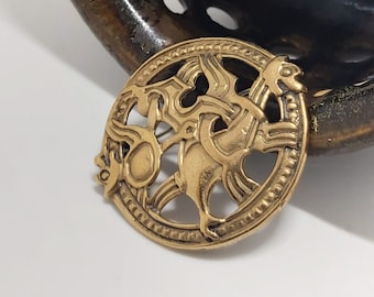 Sigmund Espeland, noruego, vtg, colgante/pin/broche de estilo vikingo de bronce, Noruega, serie Snorre, escandinavo, celta, nórdico