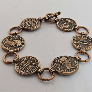 Sigmund Espeland, norvegese, vtg,bracciale con monete in stile vichingo in bronzo, Norvegia, serie Snorre, scandinavo, celtico, nordico