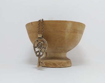 vintage Sigmund Espeland  bronze viking pendant and chain, Norway, Nordic, Scandinavia,chatelaine