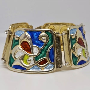 Vintage Øystein Balle Silver and enamel bracelet, Norway, Norwegian
