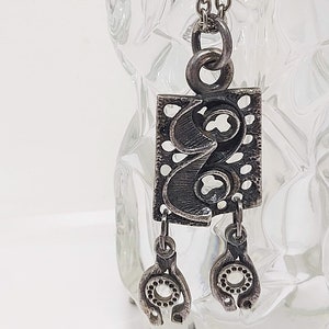 Vintage Juhani Vuorisalmi brutalist pewter pendant and chain,  Finnish Modernist, 1960-1970, Finland, Scandinavia, design,