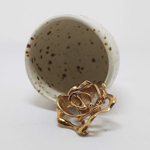 Vintage bronze rose brooch/pin , SALOVAARA, Finland, Suomi, Finnish, Scandinavia, Nordic, Statement, modernist,