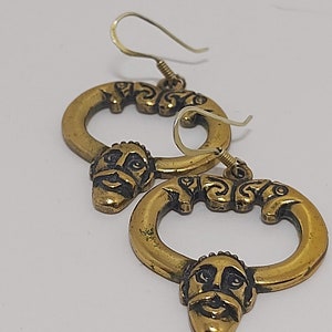 Vintage bronze earrings,viking warrior and loyal canine companions Crafted and designed by Sigmund Espeland,Snorre series, Norway, Norwegian