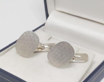 Vintage 1970s silver cufflinks, design Ivar T Holth , Norway, Norwegian, Scandinavian 830s Silver, textured oval design