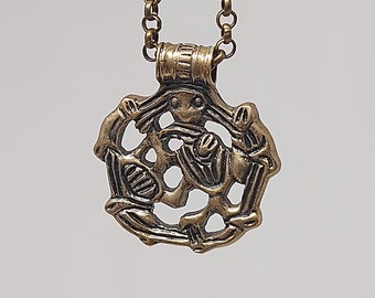 Sigmund Espeland, noruego, vintage, colgante y cadena de bronce estilo vikingo, Noruega, serie Snorre, escandinavo, celta, nórdico, 1960-1970