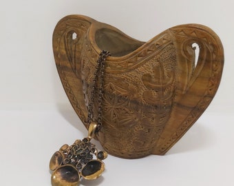 Vintage 1970s Finnish "Reindeer Moss"  bronze pendant necklace, design Hannu Ikonen for Valo-Koru, Finland, Scandinavia, organic, tactile,