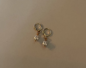 Boucles d'oreilles en perles faites main en plaqué or