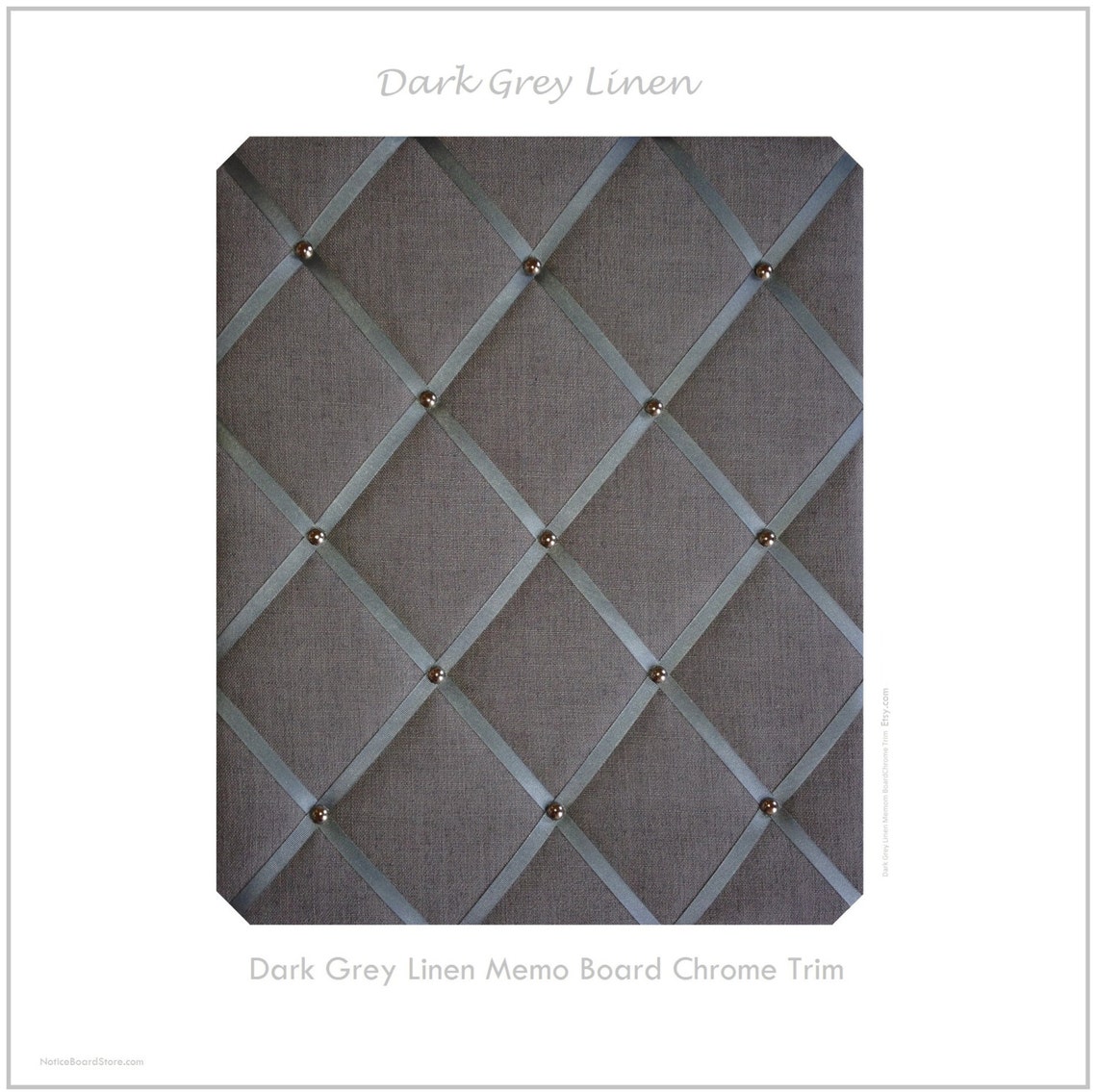 Dark Grey Linen & Chrome Trim Large Fabric Notice Board Hangs Etsy