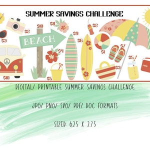 Summer Savings Challenge -Beach Day | Digital | Printable