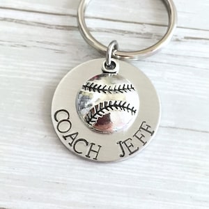 Softball Coach Keychain, Personalized Coach Keychain, Coach Gift, Gift for Coach, The Best Coach, Sport Keychain, Customized, Hand Stamped
