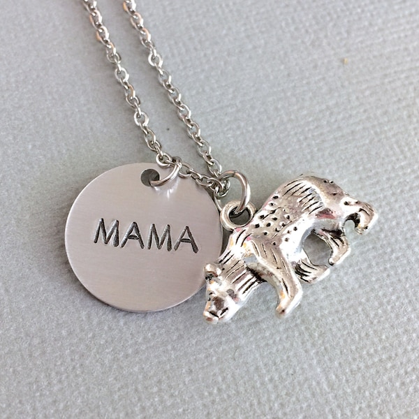 Mama Bear Necklace, Bear Charm, Mother Necklace, Birthstone Necklace, Personalized Mother Gift, Mother's Day, Hand Stamped Jewelry