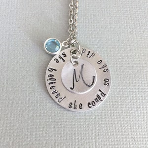 She Believed She Could so She Did Necklace Initial Necklace - Etsy