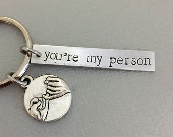 Double Sided You're My Person Keychain, Boyfriend Gift, Best Friend Keychain, Friends Gift, Grey's Anatomy, Gift for Him, Bridesmaid Gift