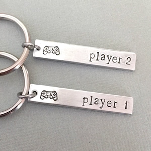 Double Sided Player 1 Player 2 Keychain, Gamer Keychain, Best Friend Gift, Gift for Him, Couple Keychain, Geek Keychain, Boyfriend Gift