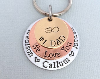 Number One Dad Keychain, Gift for Husband, Daddy Gift, Papa Keychain, Father's Day Gift, Grandpa Gift, Pop Keychain, Gift from Children