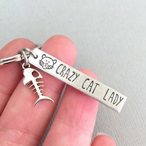 Double Sided Crazy Cat Lady Keychain, Cat Lover Gift, Gift for Her, Cat Jewelry, Friends Gift, Sister Gift, Fur Baby, Personalized Keychain