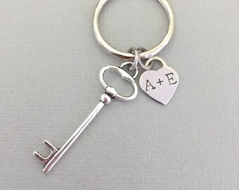 Personalised Key Keychain, New Home Gift, Key To My Heart Keychain, Skeleton Key, Customised, Bestfriend Gift, Gift to Her, Gift, for Him
