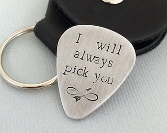 Double Sided I Will Always Pick You Guitar Pick, Anniversary Gift, Gift for Him, Mens Gift, Gift for Husband, Infinity, Boyfriend Gift