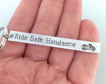 Double Sided Drive Safe Handsome Keyring, Personalised Driving Gift, Gift for Him, Husband Gift, Boyfriend Gift, Couple Gift, Ride Safe