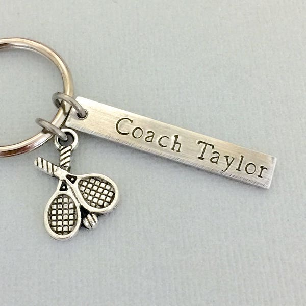 Double Sided Tennis Coach Keychain, Tennis Racquet Keychain, Coach Gift, Tennis Team, Tennis Player Gift, Tennis Racket Keychain, AnesandEve