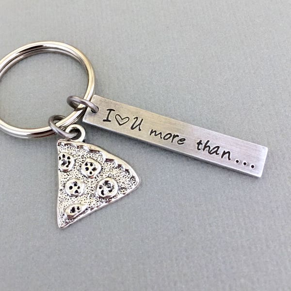 Double Sided I Love You More Than Pizza Keychain, Boyfriend Gift, Gift for Him, Bestfriend Keychain, Food Keychain, Gift For Her, Anesandeve