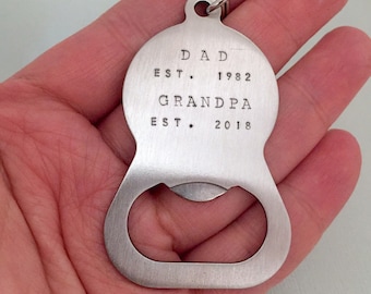 Personalised Grandpa Keychain, Gift for Dad, Custom Bottle Opener, Daddy Keychain, Pregnancy Announcement, Father's Day Gift, Gift for Him