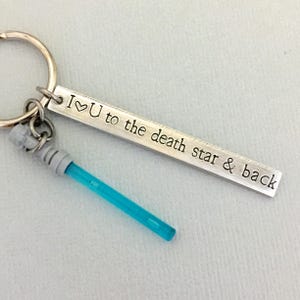 I Love You To The Death Star and Back Keychain, Star Wars Keychain, Light Saber, Gift for Him, Boyfriend Gift, Jedi, Boyfriend Gift