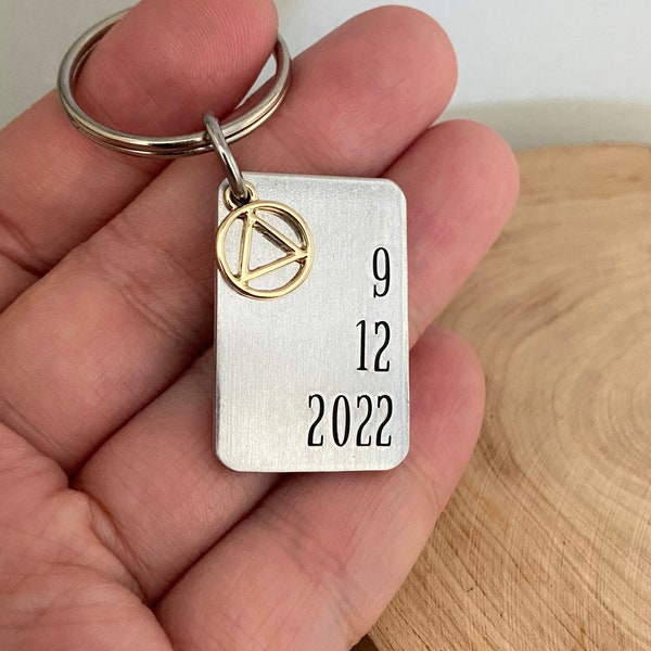 Double Sided Sobriety Gift, Recovery Keychain for Men, Narcotics Sobriety Gift, Sober Keyring, Addiction Reminder Gift for Women