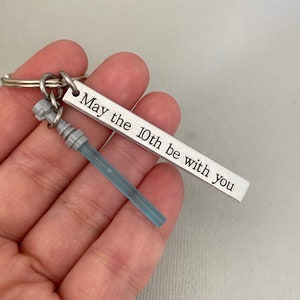 Double Sided Anniversary Star Wars Keychain, Gift for Him, Boyfriend Gift, Light Saber Keyring, Nerd Gift, Gamer Gift, Husband Gift