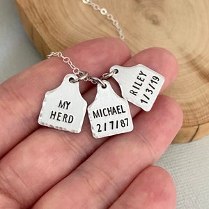 Personalised My Herd Necklace, Mum Jewelry, Gift for Mom, Mother's Day Gift, Gift for Her, Step Mom Gift, Bonus Mum Gift, Mini Cattle Tag