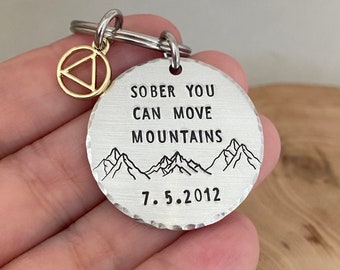 Llavero sobrio de doble cara, llavero de sobriedad, aniversario de recuperación, recuperación de adicciones, regalo sobrio, regalo para él, regalo para ella