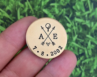 Brass Anniversary Golf Ball Marker, Tin Anniversary, Gift for Him, Fathers Day Gift, Golfer Husband Gift, Gift from Wife, NON - Magnetic