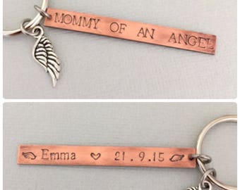 Double Sided Mommy Of An Angel Keychain, Memorial Pregnancy Loss, Daddy of An Angel, Miscarriage Gift, Stillborn, Angel Baby Keychain