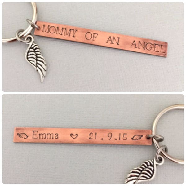 Double Sided Mommy Of An Angel Keychain, Memorial Pregnancy Loss, Daddy of An Angel, Miscarriage Gift, Stillborn, Angel Baby Keychain