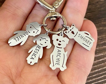 Personalised Family Key Chain, Gift for Mum, Mother Keychain, Mother's Day Gift, Pet Keychain, Birthday Gift, Grandma Keyring, Stepmom Gift