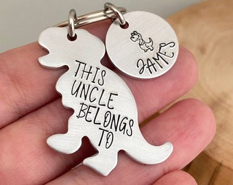 Custom Uncle Keychain, Gift from Nephew Niece, Father's Day Gift, This Uncle Belongs To, Uncle Keyring, Unclesaurus, Birthday Gift