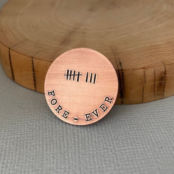 Personalised Tally Mark Golf Ball Marker, 8 Year Anniversary Gift, 22 Years, Fathers Day, Golfing Accessories, Gift for Him, Non Magnetic