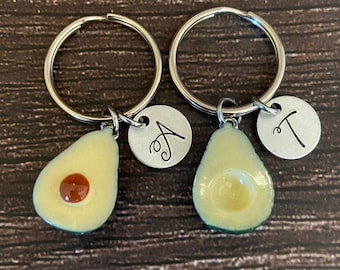 Set of Avocado Keychains, Custom Best Friends Gift, Food Keyring, Friendship Key Rings, Avocado Lover Gift, Partners Keychain, BFF Gift