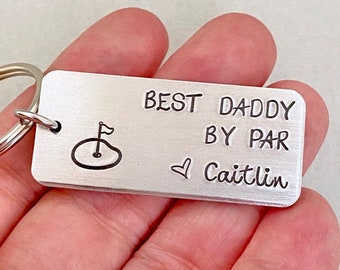 Fathers Day Gift, Best Daddy Keychain, Gold Keyring, Dad Gift Idea, Grandpa Gift, Golfer Gift, Golfing Dad, Papa Keychain, Gift for Him