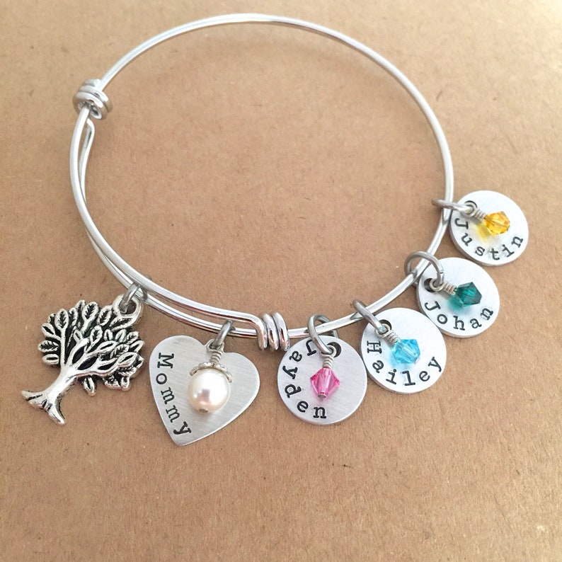 Personalized Mother Bracelet Family Tree Birthstone Etsy