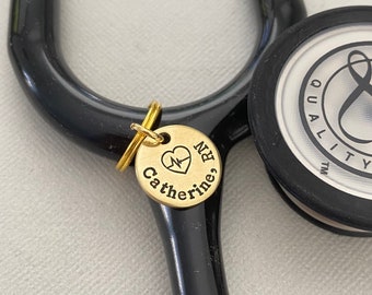Custom Stethoscope ID Tag, Stethoscope Name Charm, Nurse Graduation Gift, Doctor Gift, Midwife Gift, Vet Tech Gift, Veterinarian Gift