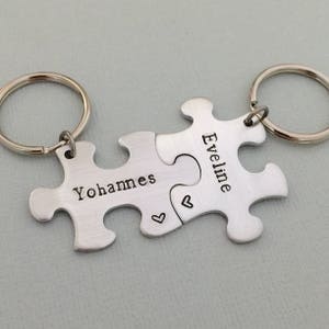 Couple Puzzle Keychain, Puzzle Piece, Gift for Him, Anniversary Gift, Name Keychain, Boyfriend Keychain, Husband Wife, Boyfriend Girlfriend