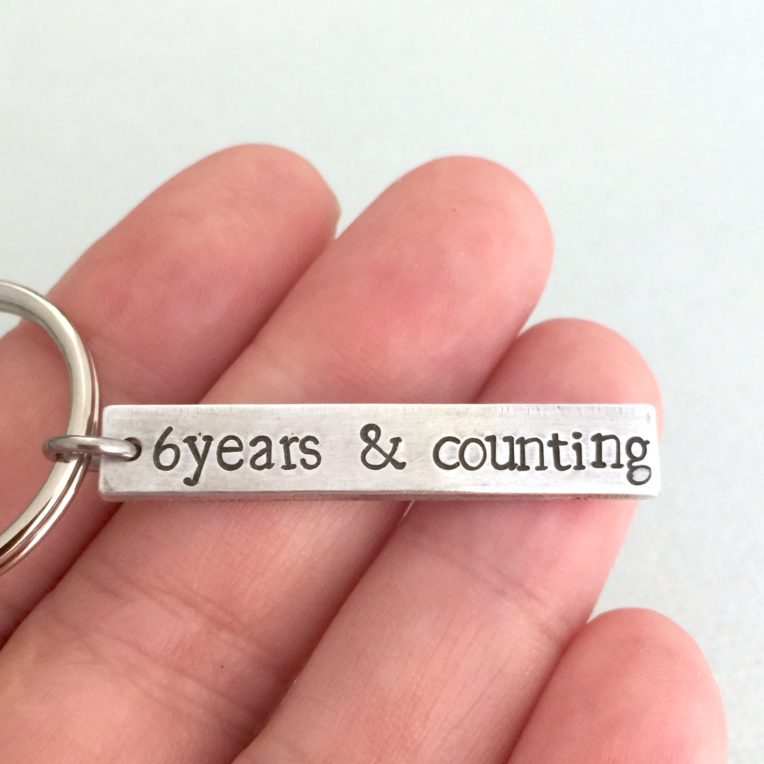 5 Years & Counting Personalized Keychain Hand Stamped Keychain Personalized  Anniversary Gift 5 Year Anniversary Gift for Men 
